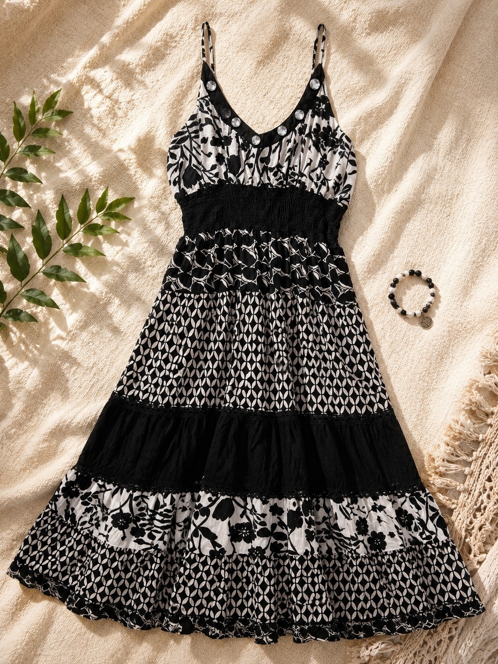MHGC Boho Prairiecore Patchwork Cotton Sundress XL